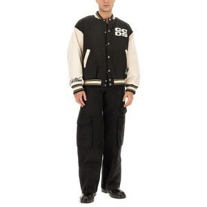 GCDS Men's Varsity Jacket with Logo Detail Men BLACK Outerwear
